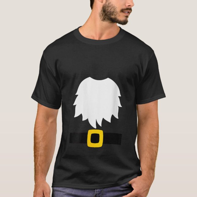 T-shirt Garden Gnome Costume White Beard And Belt With Buc (Devant)