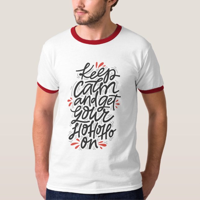 T-shirt GARDER CALME HO HO HO Hommes Fêtes de Noël Moderne (Devant)