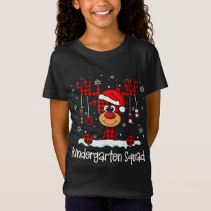 T-Shirt Gardergarten Squad Rindeer Plaid Santa Hat Teache