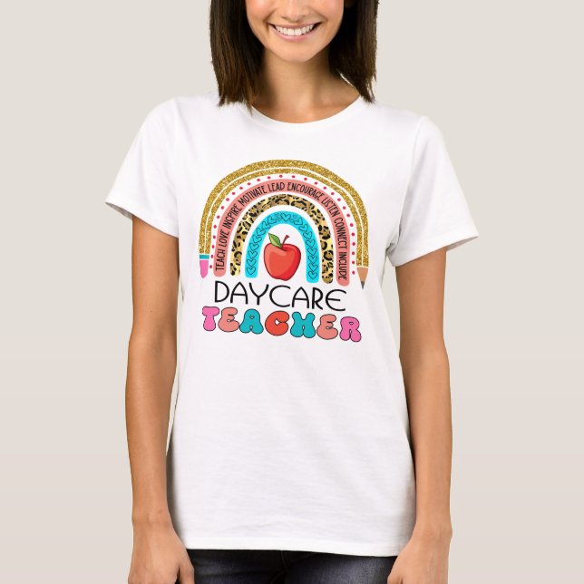 T-shirt Garderie enseignant crayon arc-en-ciel cadeau (Devant)