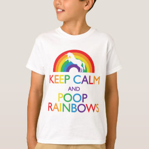T-shirt Gardez la licorne d'arcs-en-ciel de calme et de