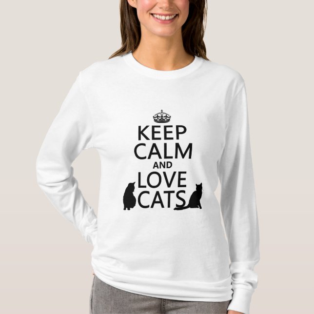 T-shirt Gardez le calme et aimez les chats (Devant)