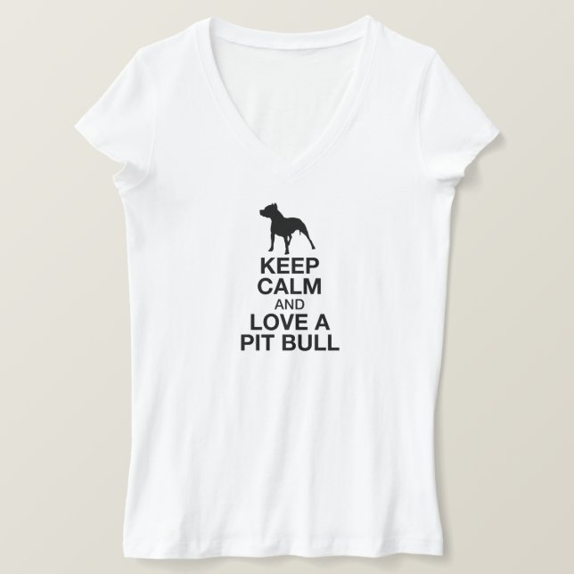 T-shirt Gardez Le Calme Et Aimez Un Pit Bull Vertical (Design devant)