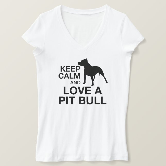 T-shirt Gardez Le Calme Et Aimez Un Pit Bull Vertical PINK (Design devant)