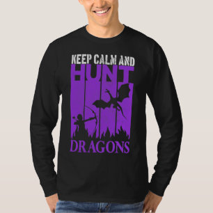 T-shirt Gardez Le Calme Et Chasse Dragons Archer Geeky Ret