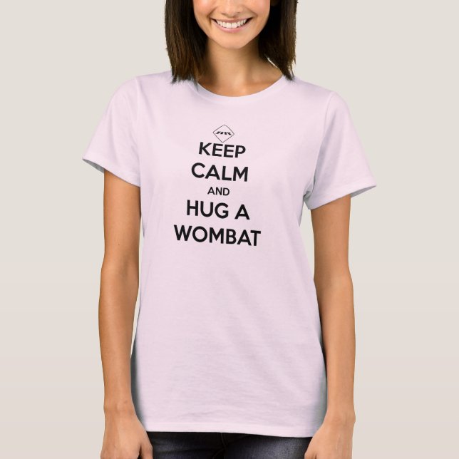 T-shirt Gardez le calme et étreignez un wombat (Lite) (Devant)