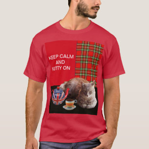 T-SHIRT "GARDEZ LE CALME ET LA CUISINE SUR", TARTAN ROUGE,