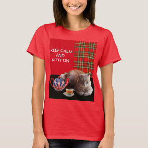 T-SHIRT "GARDEZ LE CALME ET LA CUISINE SUR", TARTAN ROUGE,