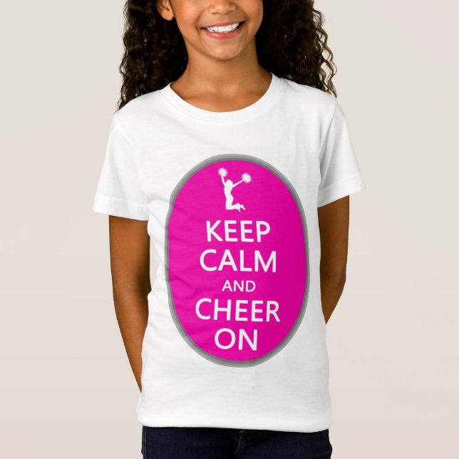 T-Shirt Gardez le calme et l'acclamation dessus, rose de (Devant)