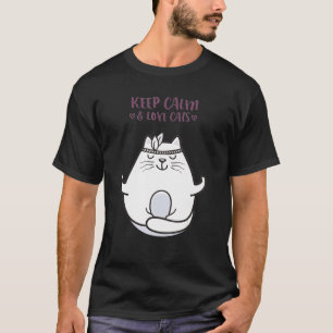 T-shirt Gardez Le Calme Et L'Amour Chats Drôle Chat Yoga P
