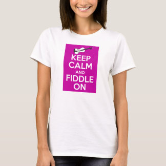 T-shirt Gardez le calme et le calme sur (Fuschia Pink)