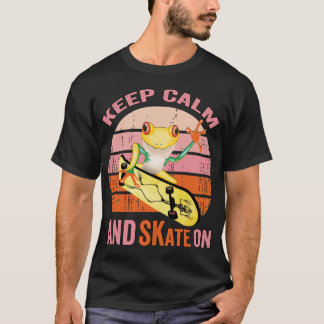 T-shirt Gardez Le Calme Et Patiner, Grenouille D'Or Sur Pa
