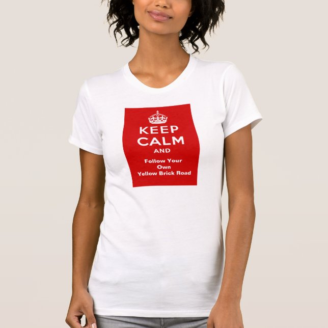 T-shirt Gardez le calme et suivez votre propre route jaune (Devant)