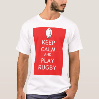 T-shirt Gardez le rugby de calme et de jeu