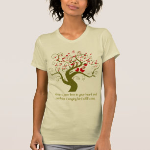 T-shirt Gardez Un Arbre Vert Dans Votre Coeur Oiseaux Roug