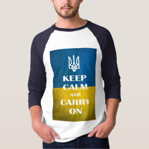 T-shirt Gardez votre calme et continuez l'emblème ukrainie