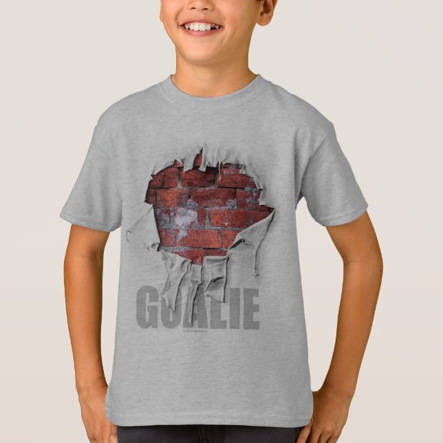 T-shirt Gardien de but déchiré de mur de briques (hockey) (Devant)