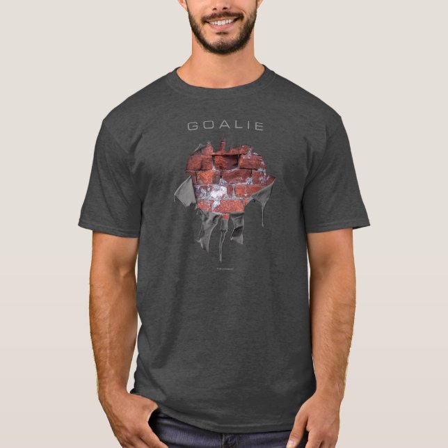 T-shirt Gardien de but déchiré de mur de briques (hockey) (Devant)