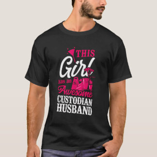 T-shirt Gardien De L'École Janitor Mari Femme Cette Fille 