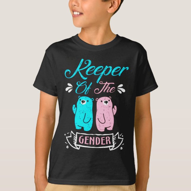 T-shirt Gardien de l'ours en peluche rose et bleu genre (Devant)