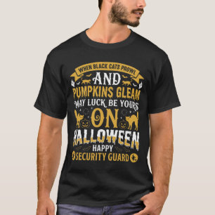 T-shirt Gardien de sécurité Halloween chats noirs et citro