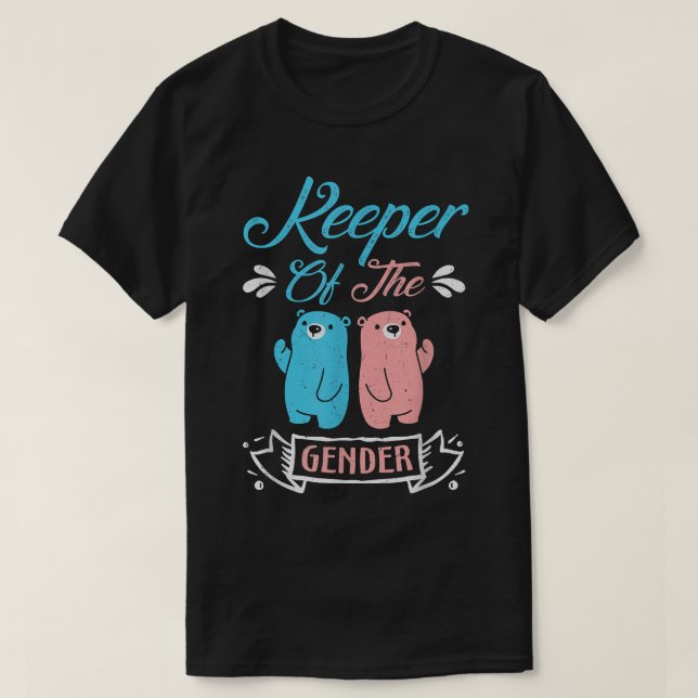T-shirt Gardien des ours de genre en bleu et rose - partie (Design devant)
