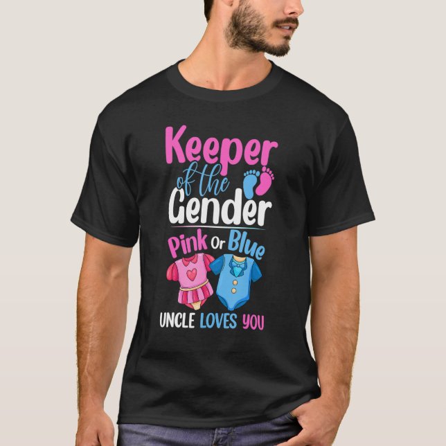 T-shirt Gardien Du Genre Rose Ou Bleu Oncle Vous Aime (Devant)