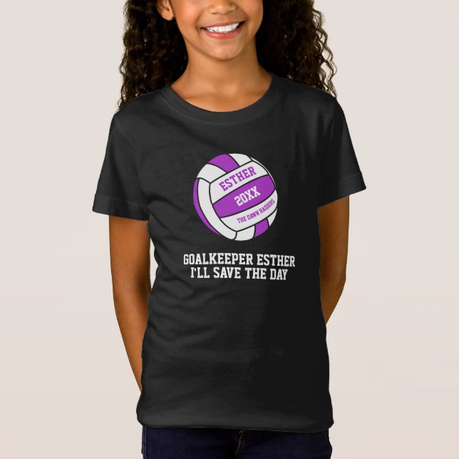 T-Shirt Gardienne de but violette de Netball (Devant)