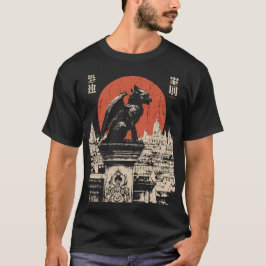 T-shirt Gargoyle gothique Lune rouge Imaginaire urbain jap