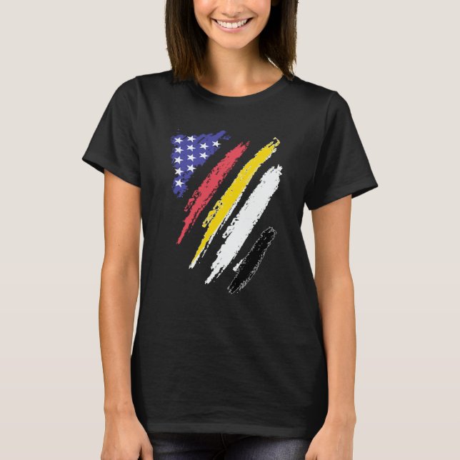 T-shirt Garifuna American Patriot Grown Heart Flag Stripes (Devant)