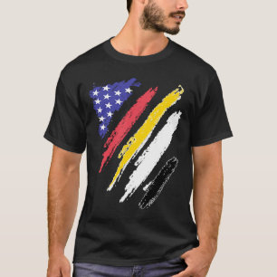 T-shirt Garifuna Patriot Américain Grosse Coeur Drapeaux