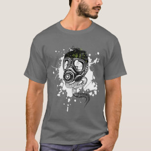 T-shirt Gasmask et nature sur le gris