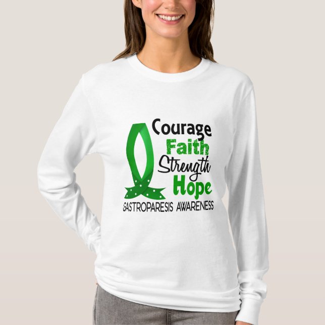 T-shirt Gastroparésie d'espoir de force de foi de courage (Devant)