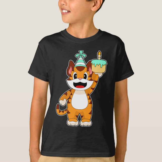 T-shirt Gâteau aux chandelles d'anniversaire du tigre (Devant)