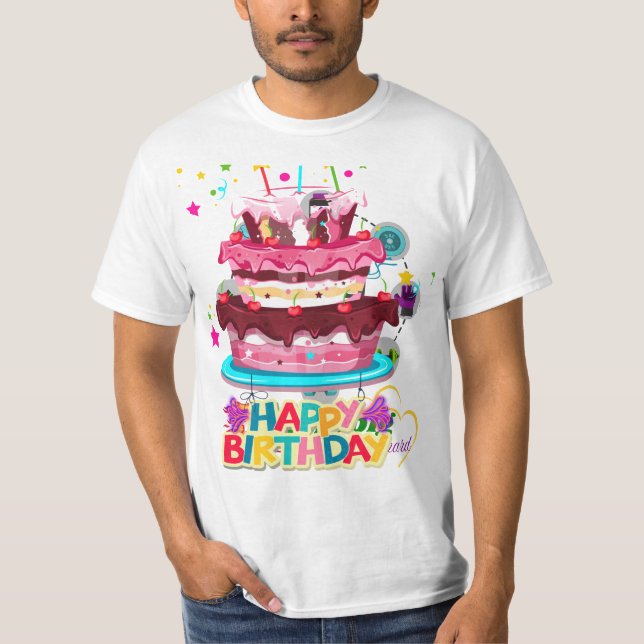 T-shirt gâteau d'anniversaire (Devant)