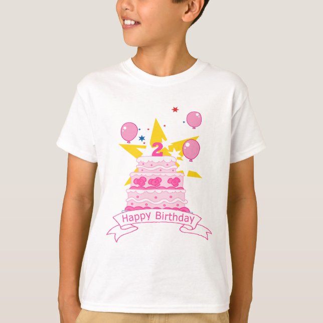 T-shirt Gâteau d'anniversaire de 2 ans (Devant)