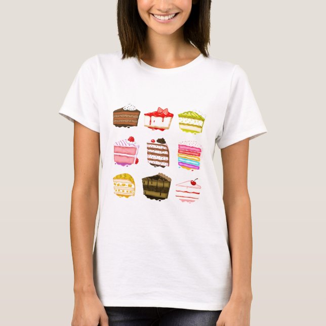 T-shirt Gâteau d'anniversaire de gâteau mignon avec crème  (Devant)