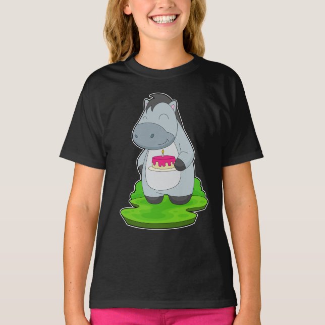 T-shirt Gâteau d'anniversaire du cheval (Devant)