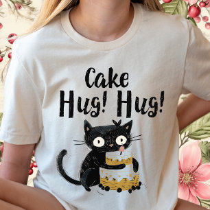 T-shirt Gâteau Hug-Funny Black Whimsical Chat-Anniversaire