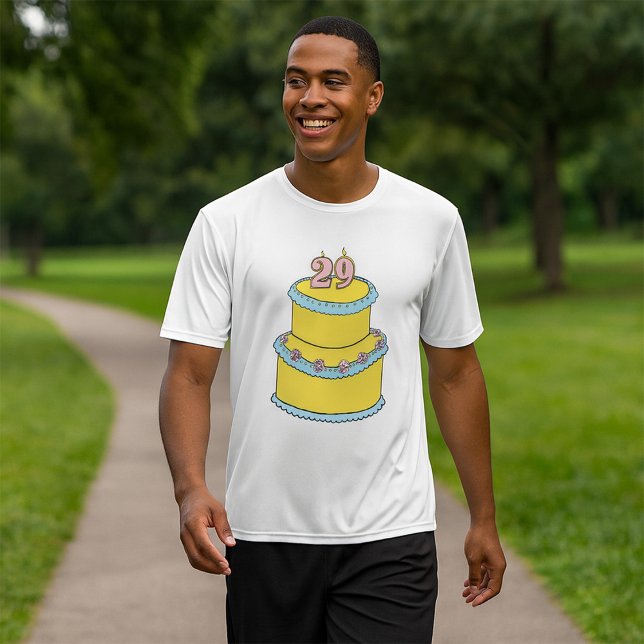 T-shirt Gâteau jaune 29e anniversaire avec roses roses ros (Créateur téléchargé)