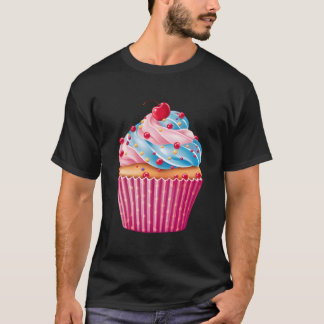 T-shirt Gâteaux K Cupcake Pailletés Motif Dessert Nourritu