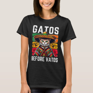 T-shirt Gatos Before Vatos Drôle Chat Mexicain Chat Poncho