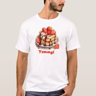 T-shirt gaufres au chocolat et fraises