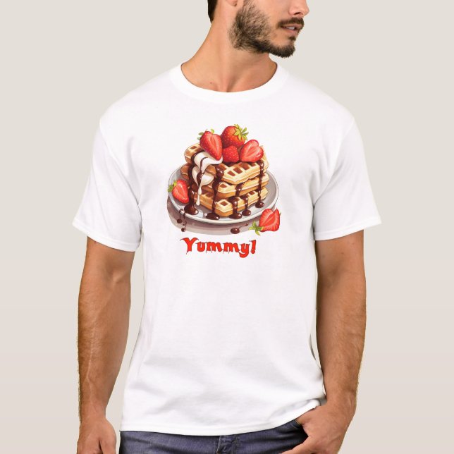 T-shirt gaufres au chocolat et fraises (Devant)