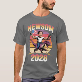T-shirt Gavin Newsom 2028 Bold Patriotic Leader Riding Din