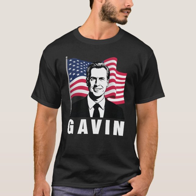 T-shirt Gavin Newsom 2028 pour le président 48 American Fl (Devant)