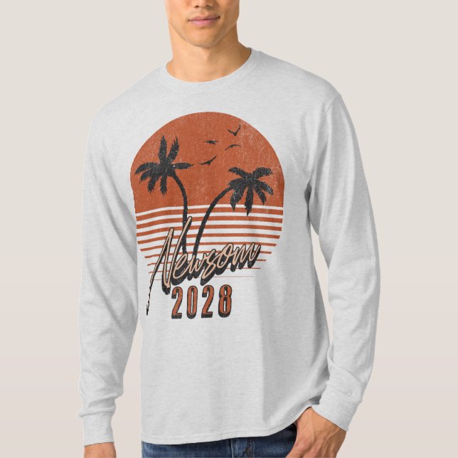 T-shirt Gavin Newsom 2028 Pour Président Palm Tree Sunset (Devant)