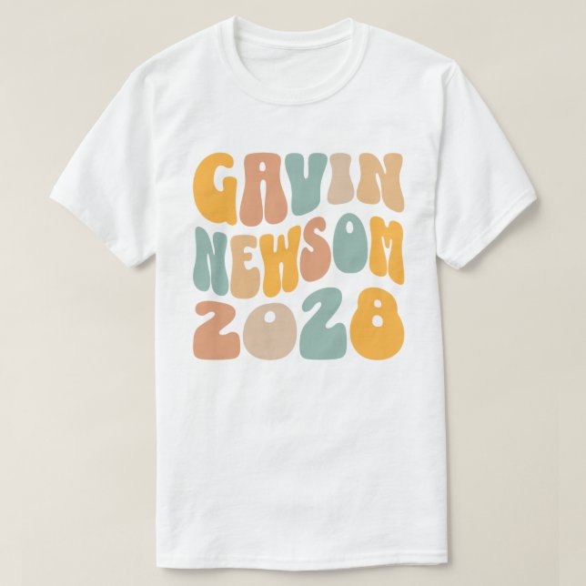 T-shirt Gavin Newsom 2028 Pour Président Wavy Text (Design devant)