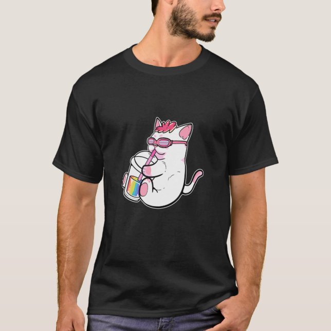 T-shirt Gay Anime Chat Fille Bubble Thé Manga Figure Boba  (Devant)