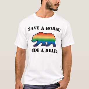 T-shirt Gay Bear Fierté Enregistrer Un Cheval Ride Un Ours